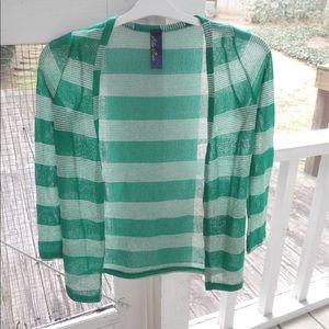 Francesca’s green white striped cardigan small